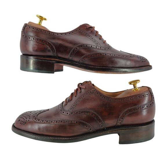 Vintage Bally France Men's Size 7.5D Brown Leather Dress Shoes Wingtips Oxfords - Picture 6 of 11